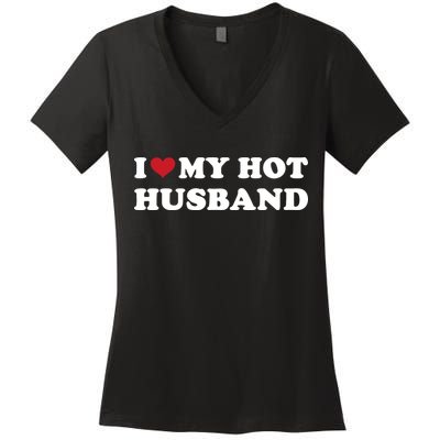 I Heart My Hot Husband Women's V-Neck T-Shirt