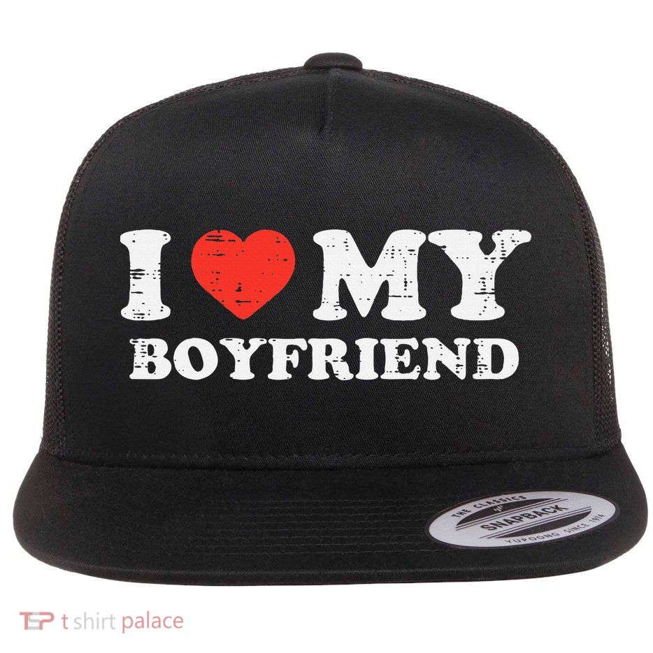 I Heart My Boyfriend Love Bf Couple Match Girlfriend  Flatbill Hat