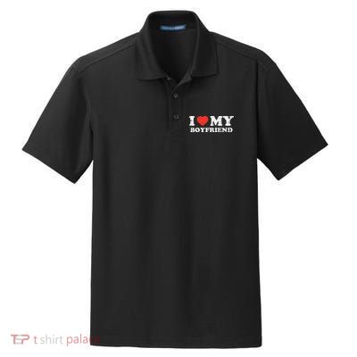 I Heart My Boyfriend Love Bf Couple Match Girlfriend  Dry Zone Grid Polo