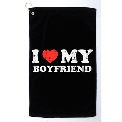 I Heart My Boyfriend Love Bf Couple Match Girlfriend  Golf Towel