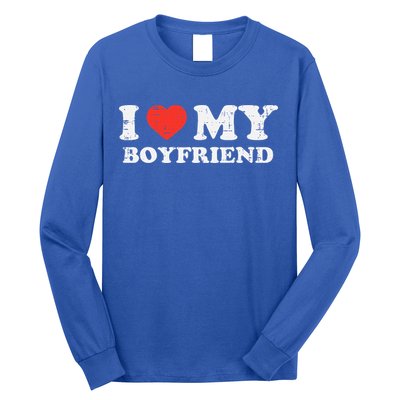 I Heart My Boyfriend Love Bf Couple Match Girlfriend  Long Sleeve Shirt