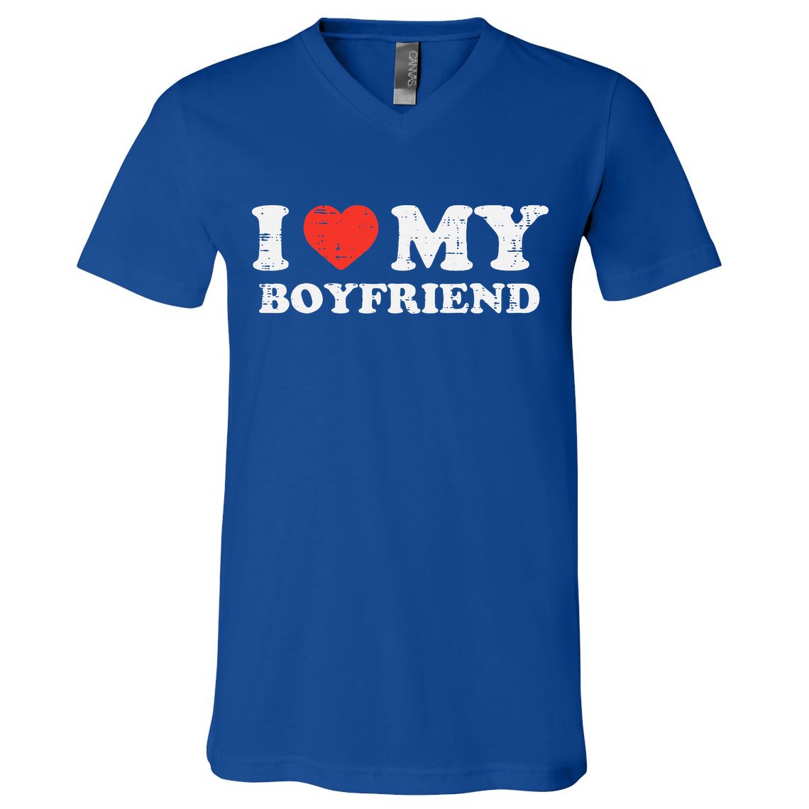 I Heart My Boyfriend Love Bf Couple Match Girlfriend  V-Neck T-Shirt