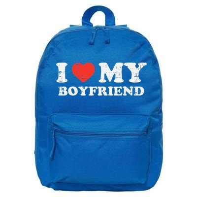 I Heart My Boyfriend Love Bf Couple Match Girlfriend  16 in Basic Backpack