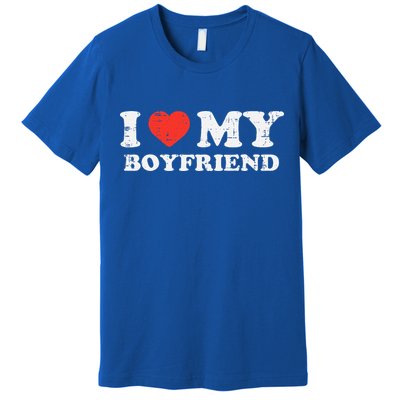 I Heart My Boyfriend Love Bf Couple Match Girlfriend  Premium T-Shirt
