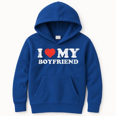 I Heart My Boyfriend Love Bf Couple Match Girlfriend  Kids Hoodie