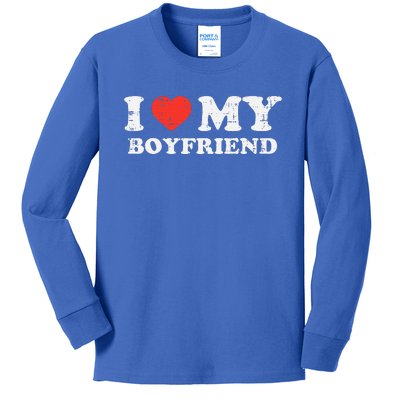 I Heart My Boyfriend Love Bf Couple Match Girlfriend  Kids Long Sleeve Shirt