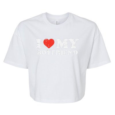 I Heart My Boyfriend Love Bf Couple Match Girlfriend  Bella+Canvas Jersey Crop Tee