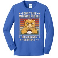 I Hate Morning People Cat Coffee Gift Kids Long Sleeve Shirt