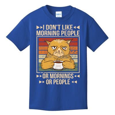 I Hate Morning People Cat Coffee Gift Kids T-Shirt