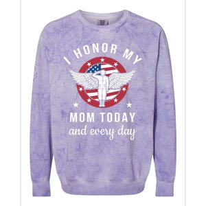 I Honor My Mom Today Cool Gift Angel Solider Memorial Day Flag Cool Gift Colorblast Crewneck Sweatshirt