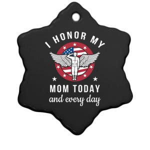 I Honor My Mom Today Cool Gift Angel Solider Memorial Day Flag Cool Gift Ceramic Star Ornament