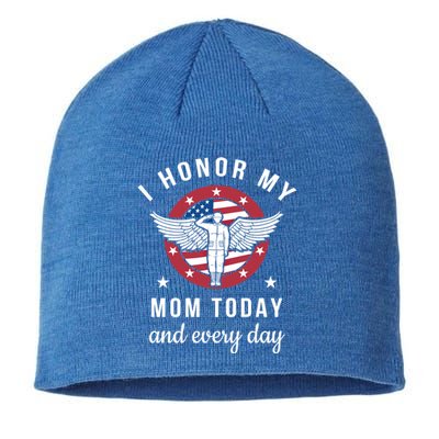 I Honor My Mom Today Cool Gift Angel Solider Memorial Day Flag Cool Gift Sustainable Beanie