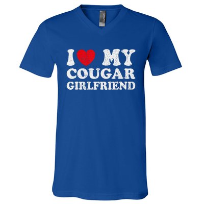 I Heart My Cougar Girlfriend I Love My Cougar Girlfriend GF V-Neck T-Shirt