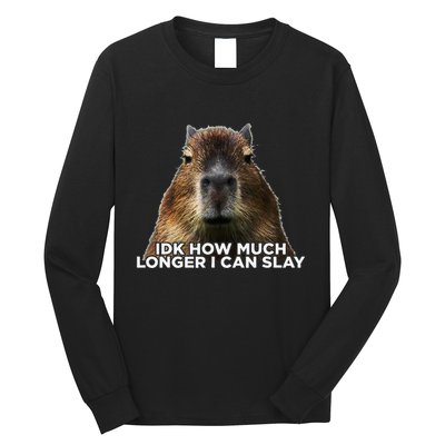 Idk How Much Longer I Can Slay Capybara Sarcastic Dank Meme Long Sleeve Shirt