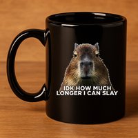 Idk How Much Longer I Can Slay Capybara Sarcastic Dank Meme 11oz C Handle Ceramic Mug