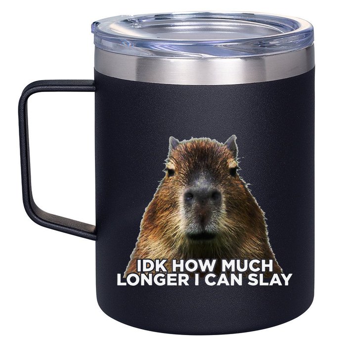 Idk How Much Longer I Can Slay Capybara Sarcastic Dank Meme 12oz Stainless Steel Coffee Mug