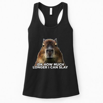Idk How Much Longer I Can Slay Capybara Sarcastic Dank Meme Womens Tank Top
