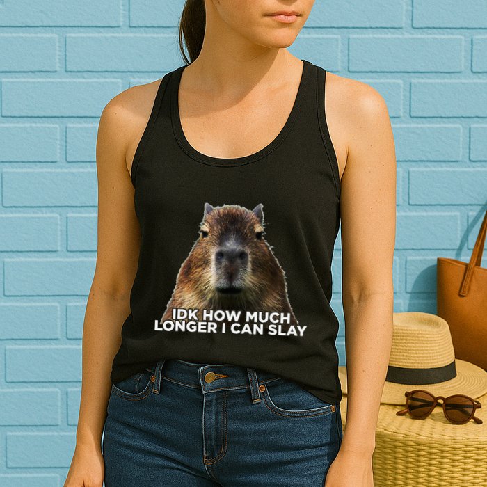 Idk How Much Longer I Can Slay Capybara Sarcastic Dank Meme Womens Tank Top