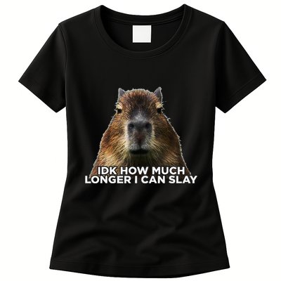 Idk How Much Longer I Can Slay Capybara Sarcastic Dank Meme Womens T-Shirt