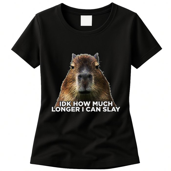 Idk How Much Longer I Can Slay Capybara Sarcastic Dank Meme Womens T-Shirt