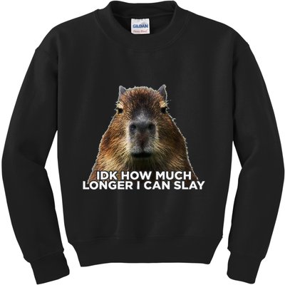 Idk How Much Longer I Can Slay Capybara Sarcastic Dank Meme Kids Sweatshirt