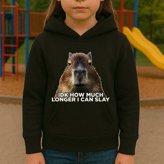 Idk How Much Longer I Can Slay Capybara Sarcastic Dank Meme Kids Hoodie