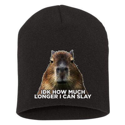 Idk How Much Longer I Can Slay Capybara Sarcastic Dank Meme Short Acrylic Beanie