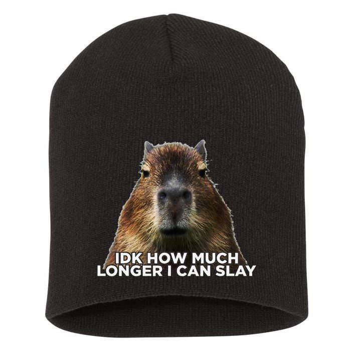 Idk How Much Longer I Can Slay Capybara Sarcastic Dank Meme Short Acrylic Beanie