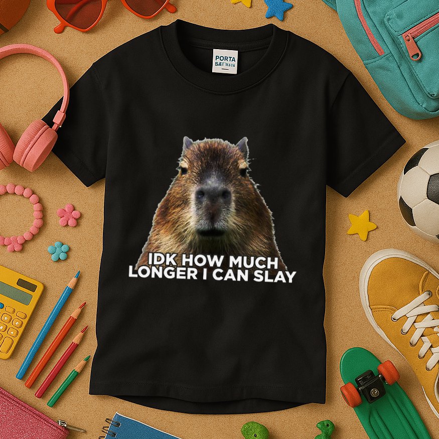 Idk How Much Longer I Can Slay Capybara Sarcastic Dank Meme Kids T-Shirt