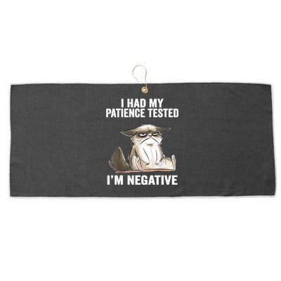 I Had My Patience Tested I'm Negative Cat Funny Sarcasm Large Microfiber Waffle Golf Towel