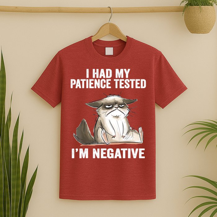 I Had My Patience Tested I'm Negative Cat Funny Sarcasm T-Shirt