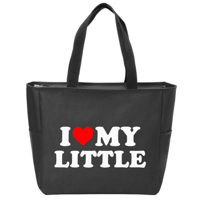 I Heart My Little Love Matching Little Big Sorority Zip Tote Bag