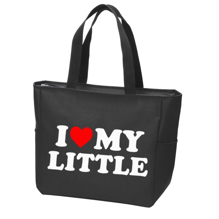 I Heart My Little Love Matching Little Big Sorority Zip Tote Bag