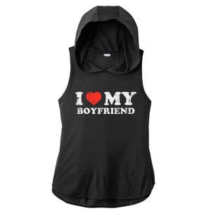 i heart my boyfriend love bf couple match girlfriend Ladies PosiCharge Tri-Blend Wicking Draft Hoodie Tank