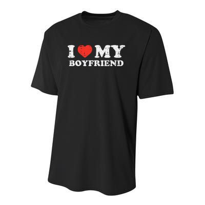 i heart my boyfriend love bf couple match girlfriend Youth Performance Sprint T-Shirt