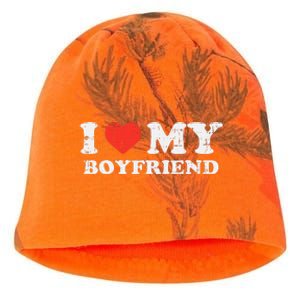 i heart my boyfriend love bf couple match girlfriend Kati - Camo Knit Beanie