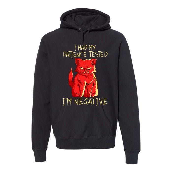 I Had My Patience Tested I'm Negative Funny Angry Cat Premium Hoodie