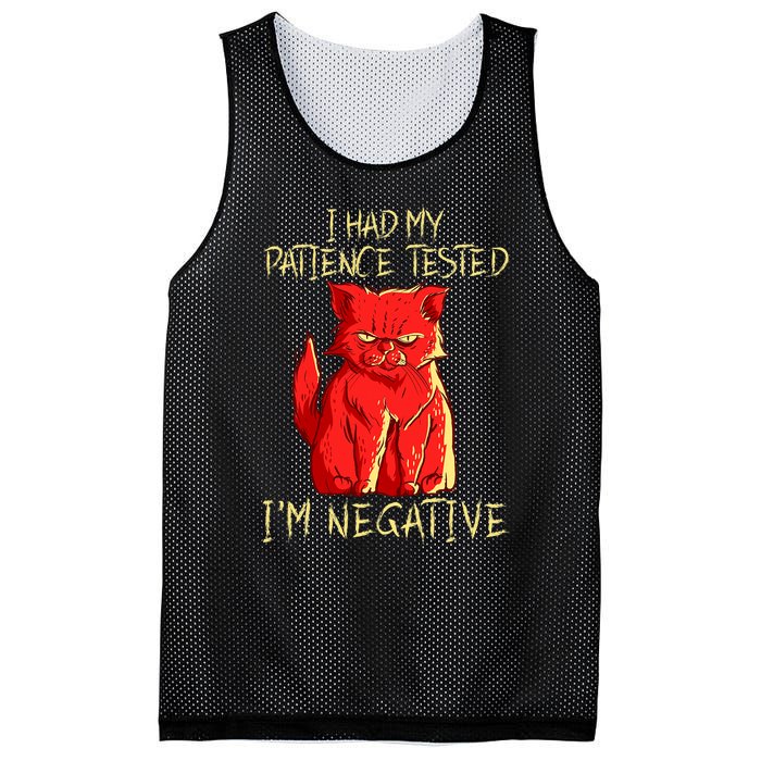 I Had My Patience Tested I'm Negative Funny Angry Cat Mesh Reversible Basketball Jersey Tank