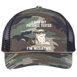 I Had My Patience Tested I'm Negative Cat Funny sarcasm Retro Rope Trucker Hat Cap