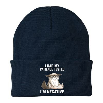 I Had My Patience Tested I'm Negative Cat Funny sarcasm Knit Cap Winter Beanie