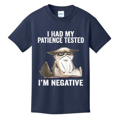 I Had My Patience Tested I'm Negative Cat Funny sarcasm Kids T-Shirt