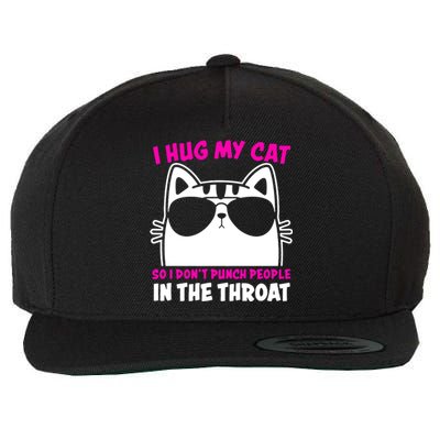 I Hug My Cat So I DonT Punch People In The Throat Wool Snapback Cap