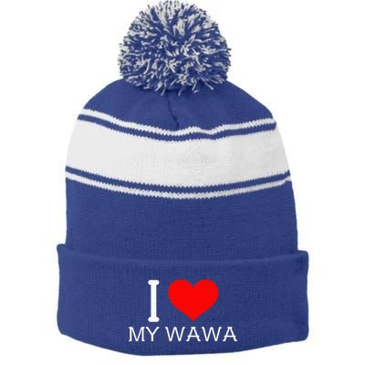 I Heart My W.A.W.A Stripe Pom Pom Beanie