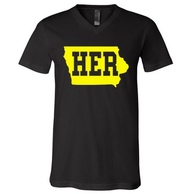 Iowa Her Map V-Neck T-Shirt