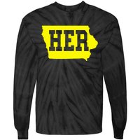 Iowa Her Map Tie-Dye Long Sleeve Shirt