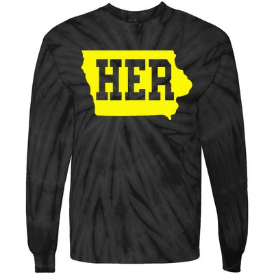 Iowa Her Map Tie-Dye Long Sleeve Shirt