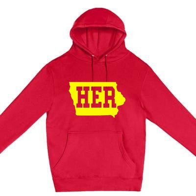 Iowa Her Map Premium Pullover Hoodie