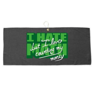 I Hate Math But I Love Counting Money Large Microfiber Waffle Golf Towel