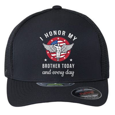 I Honor My Brother Today Angel Solider Memorial Day Flag Flexfit Unipanel Trucker Cap