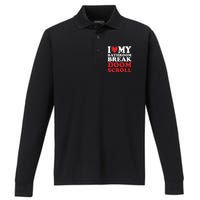 I Heart My Bathroom Break Doom Scroll Performance Long Sleeve Polo